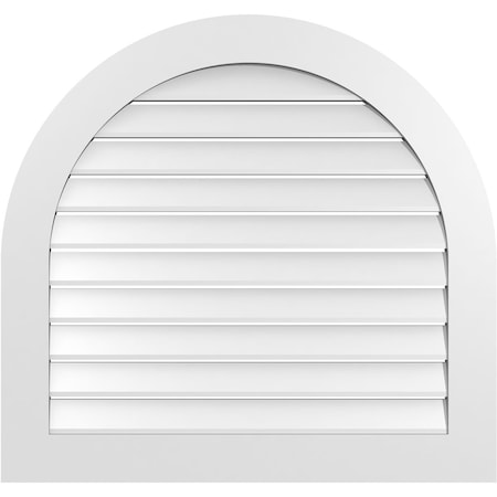 Ekena Millwork Round Top Surface Mount PVC Gable Vent: Functional, w/ 3-1/2"W x 1"P Standard Frame, 36"W x 34"H GVPRT36X3401SF